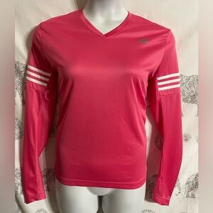 Women’s XL Adidas Long Sleeve PINK Athletic Top with Thumb Holes Excellent Cond